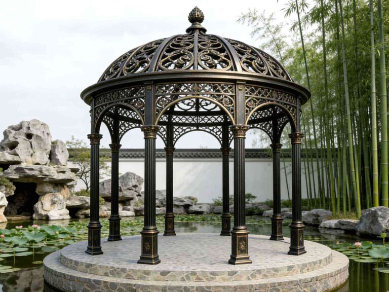 European-style Cast Iron Gazebo, Outdoor Garden Pavilion, Antique Bronze Gazebo